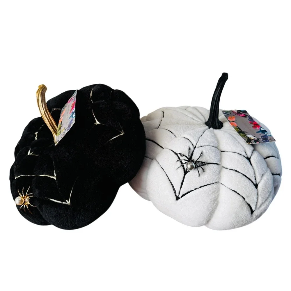 Christian Lacroix Halloween Whimsigoth Velvet Pumpkin Black White Spider Web NWT